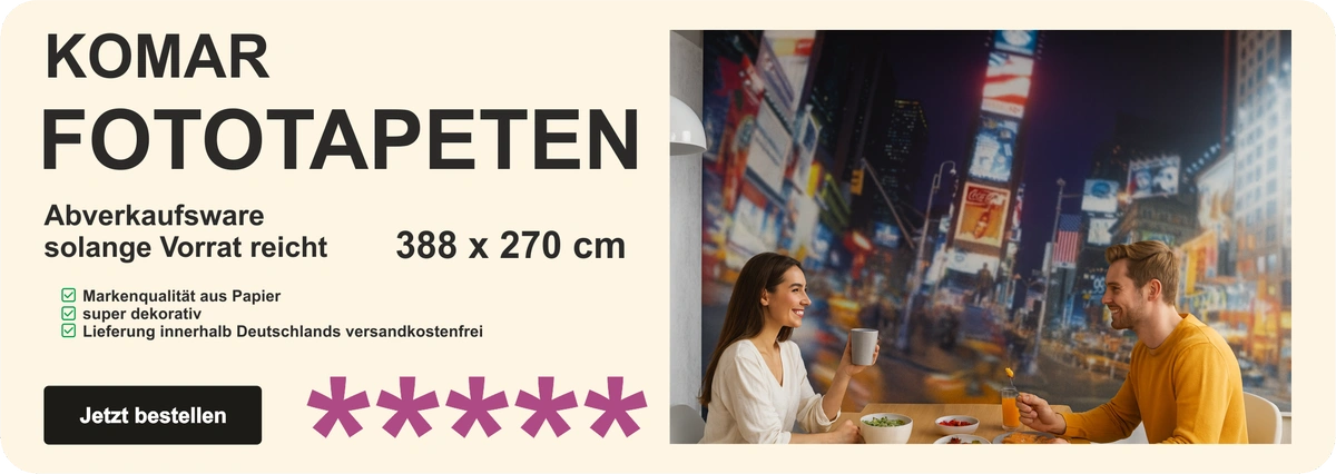 Auswahl großformatiger Komar Fototapeten – 8-teilige Designs für stilvolle Wandgestaltung im Abverkauf